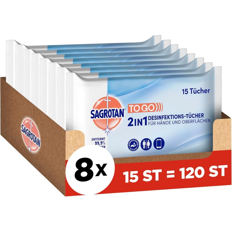 Sagrotan 2in1 dezinfekcinės servetėlės, 1 vnt....