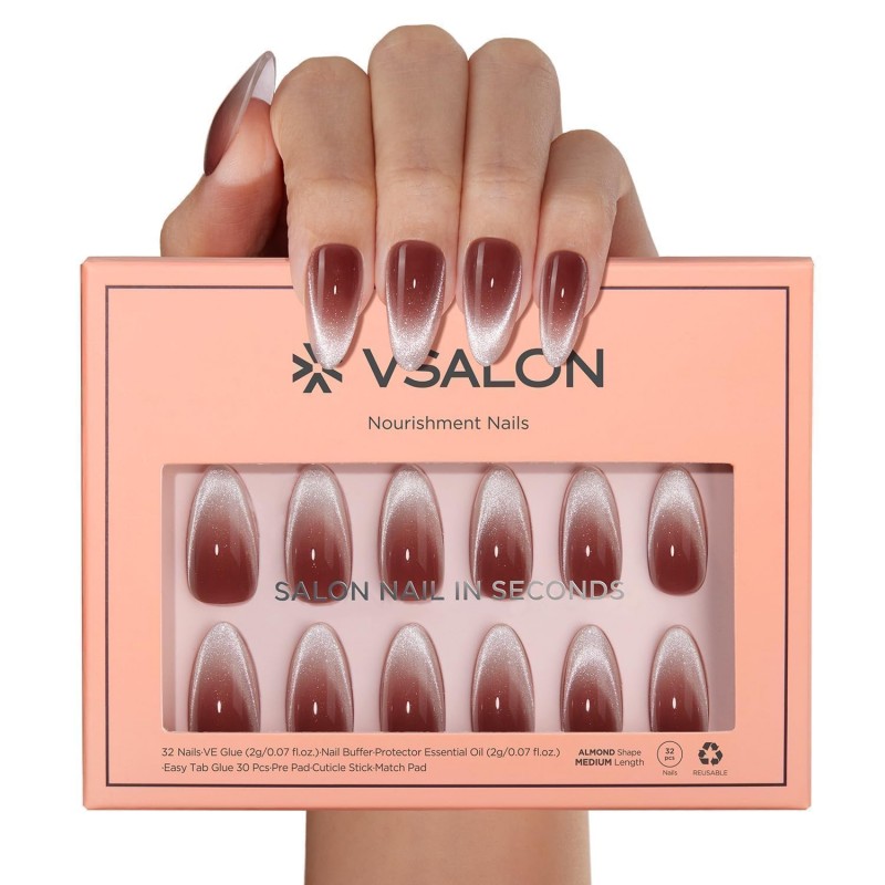 VSALON dirbtiniai nagai Almond Medium C4-Amber