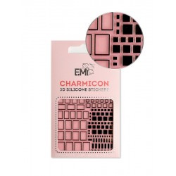 Charmicon  Silicone Stickers  160 Squares Black